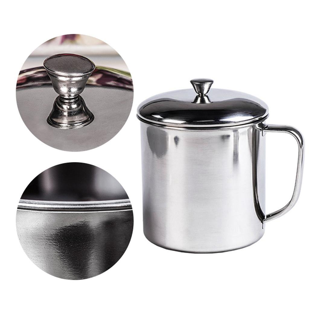 Portable Water Cup 350ml 304 Stainless Steel Rust Proof Tea Mug with Lid and Handle for Milk Juice Drink