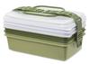Sanko Plastic Контейнер для бенто с 3 сторонами Earth Ш x Г x 22 см В Коробка/Тарелки для пикника, Зеленый, 116772, Прибл.. 26.5см 15.5см