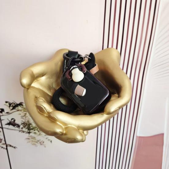 Пальмовая скульптура ювелирная тарелка настенное искусство статуэтка рука лоток для хранения смола золотистый