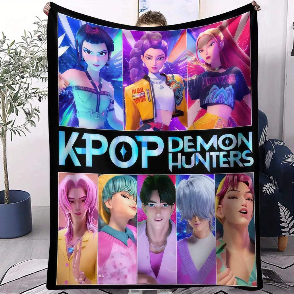 K Pop Охотники на демонов Плед Горячая Руми Мира Зои С принтом Многофункциональный Фланелевый Плед Подарок для Дома Отдыха Кемпинга Путешествий