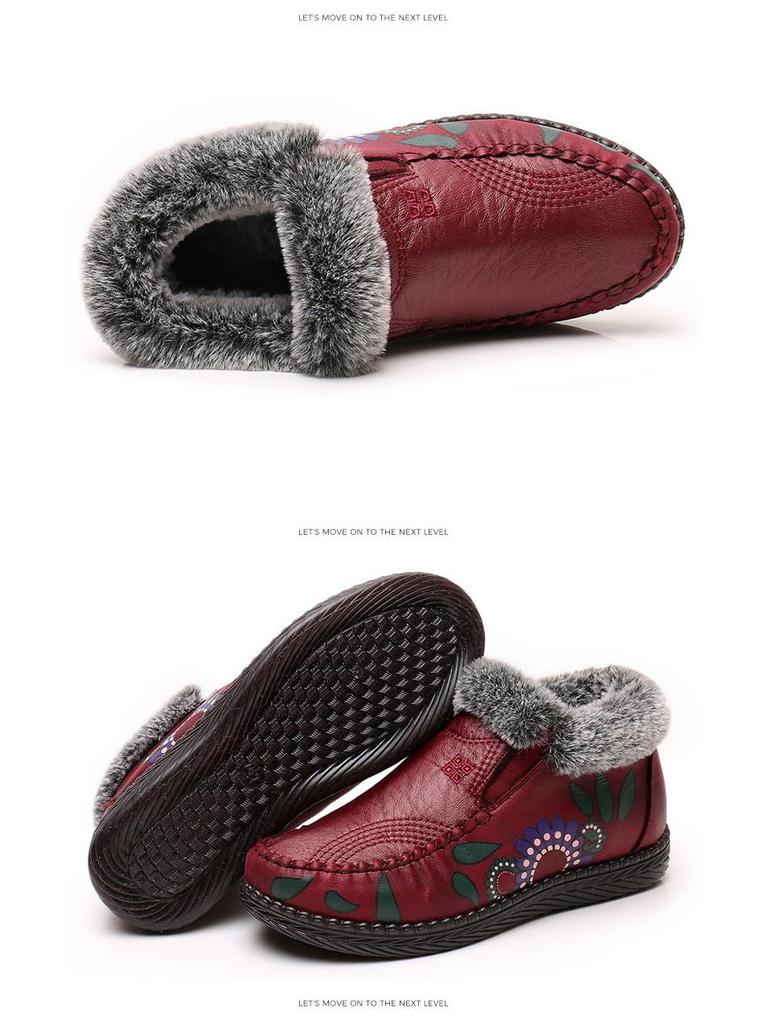 Теплая зимняя обувь с бархатной подкладкой для женщин среднего и пожилого возраста - легкие, мягкие, нескользящие ботинки из ткани Old Beijing