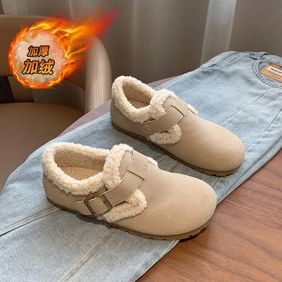 Модные CRLAYDK Модные Зимние Женские Мокасины Замшевая Обувь Подкладка из Искусственного Меха Женские Домашние Шлепанцы Лоферы для Помещений и Улицы Теплые Тапочки