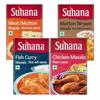 Suhana Fish Curry Masala, Mutton (Meat) Masala, Mutton Biryani Masala, Chicken Masala - Combo of 4