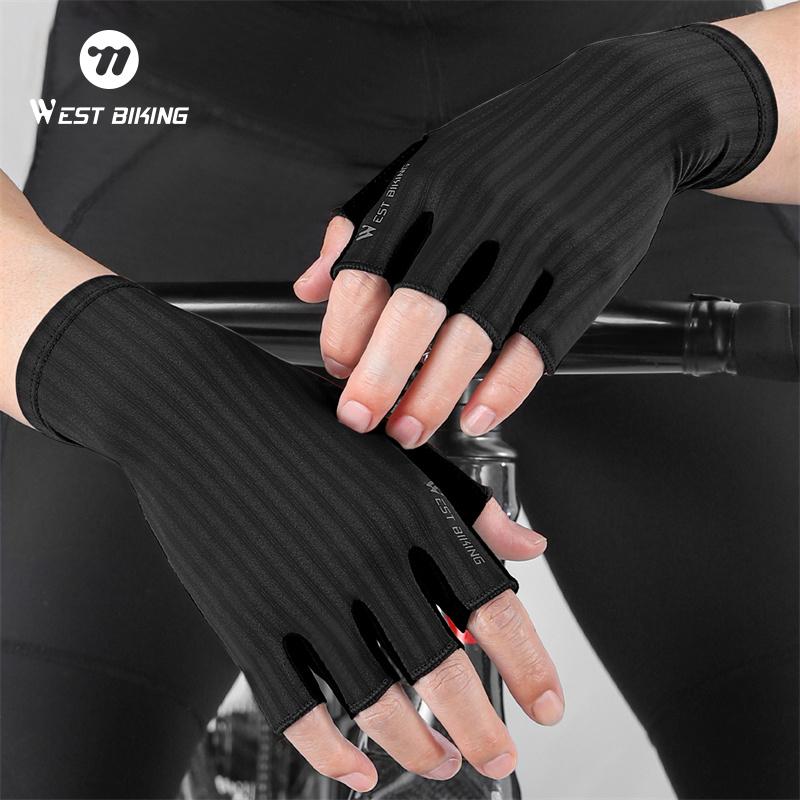 WEST BIKING Summer Half Finger Cycling Gloves Ultralight Breathable Road Bike Racing Gloves Anti-Slip SBR Pad Cooling Sport Gear