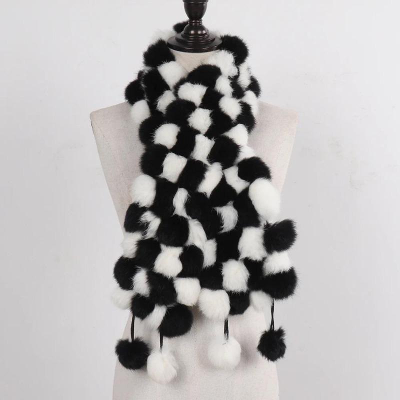 Women Winter Warm Rabbit Fur Scarf Hot Sale Natural Rabbit Fur Muffle Lady Scarves