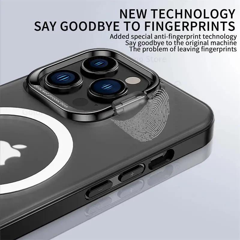 Для чехла Magsafe Kickstand для iPhone 16 Pro Max, беспроводного зарядного устройства Magsafe, чехол для Apple 15, 14, 13, 12, 16 Pro, невидимый кронштейн, откидная крышка для объектива