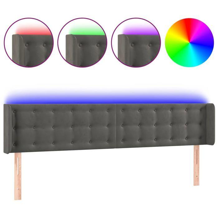 VidaXL LED Headboard Bedroom Furniture Double Bed Accessory Head of Bed Frame Interior Dark Grey 3123725