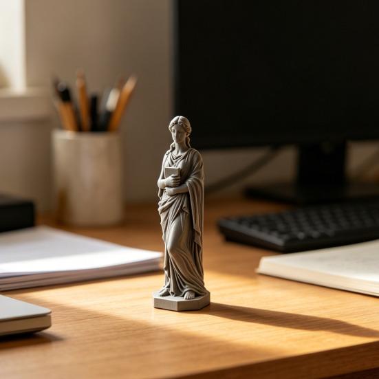 3D-печатная статуэтка богини из греческой мифологии, держащая книгу, скульптура для декора гостиной, домашнего стола, полки