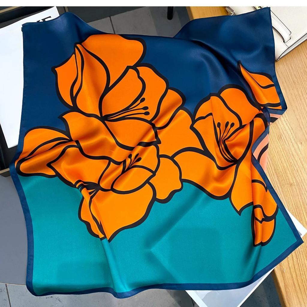 Neckerchief Female Luxury Square Scarf for Women Silk Shawl Satin Hijab Fashion Wraps Hair Bands Ribbon Headband Bandana