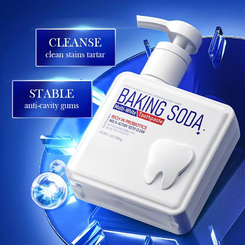 Пробиотическая отбеливающая зубная паста с пищевой содой для удаления желтых пятен на зубах и удаления белых зубов Clean Teeth Fresh Mouth 300 г