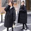 Women's Winter Loose Hooded Cotton Jacket With Large Pockets Fashionable Mid Length Cotton Jacket
