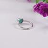 Dainty Kingman Turquoise Ring: 925 Sterling Silver Handmade Round Gemstone Ring