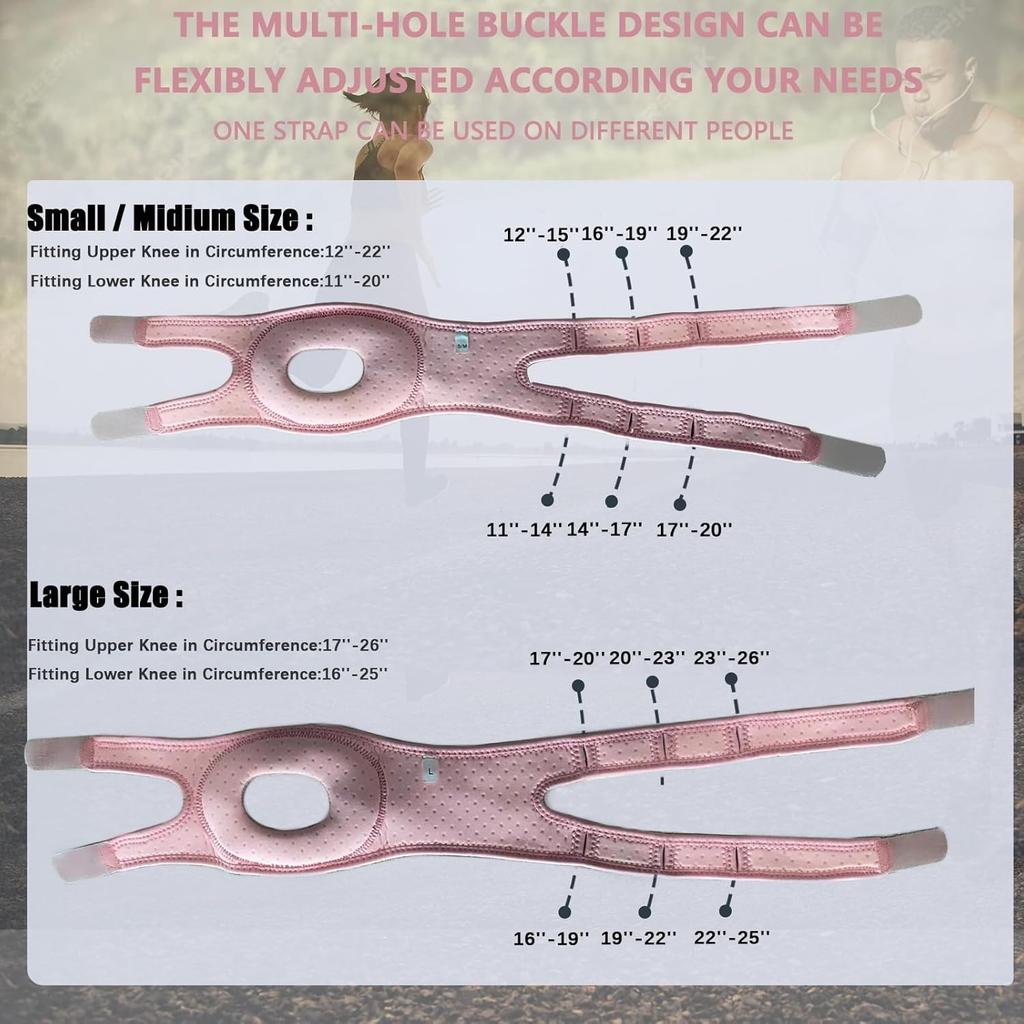 Регулируемый наколенник для бега - Наколенник с пателлярной поддержкой для боли в колене, двойной ремень для поддержки пателлярного сухожилия с гелевой подушечкой, поддержка колена