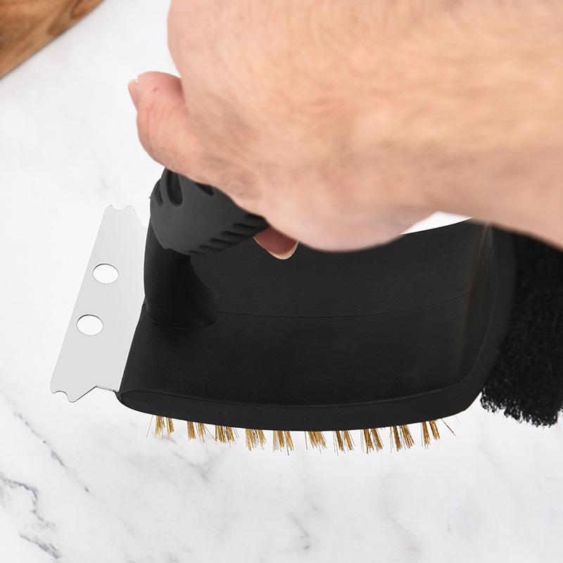3-in-1 BBQ Cleaning Brush Comfortable Grip Handle Stainless Steel Wire Barbecue Brush Multi Purpose Brush for Cleaning Grills
