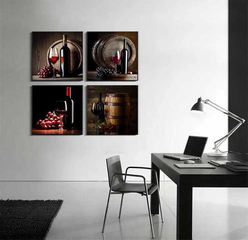Kitchen Bar Red Wine Grape Beer Wall Art Canvas Painting Still Life Nordic Poster Wall Pictures Decor For Living Room