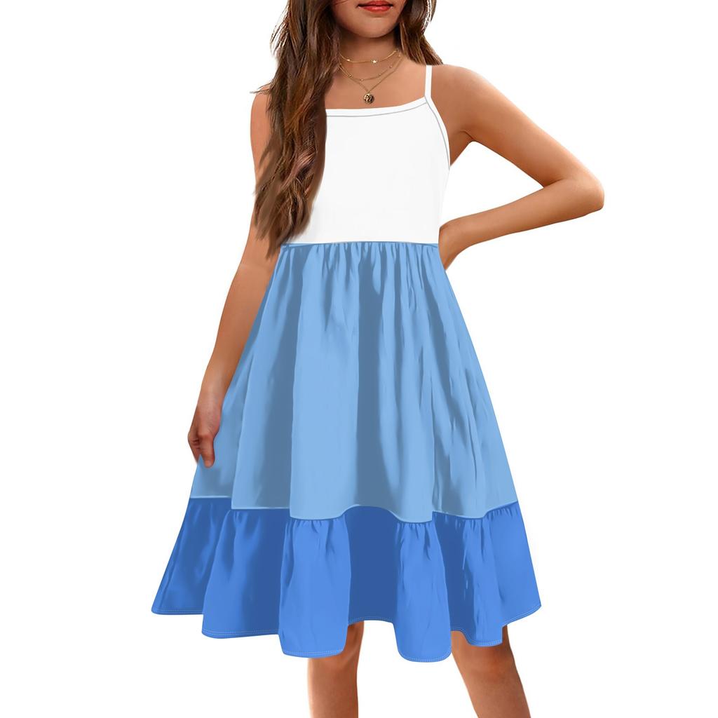 The Summer Children Condole Printed Sleeveless Cute Princess Leisure Dresses Of The Girls