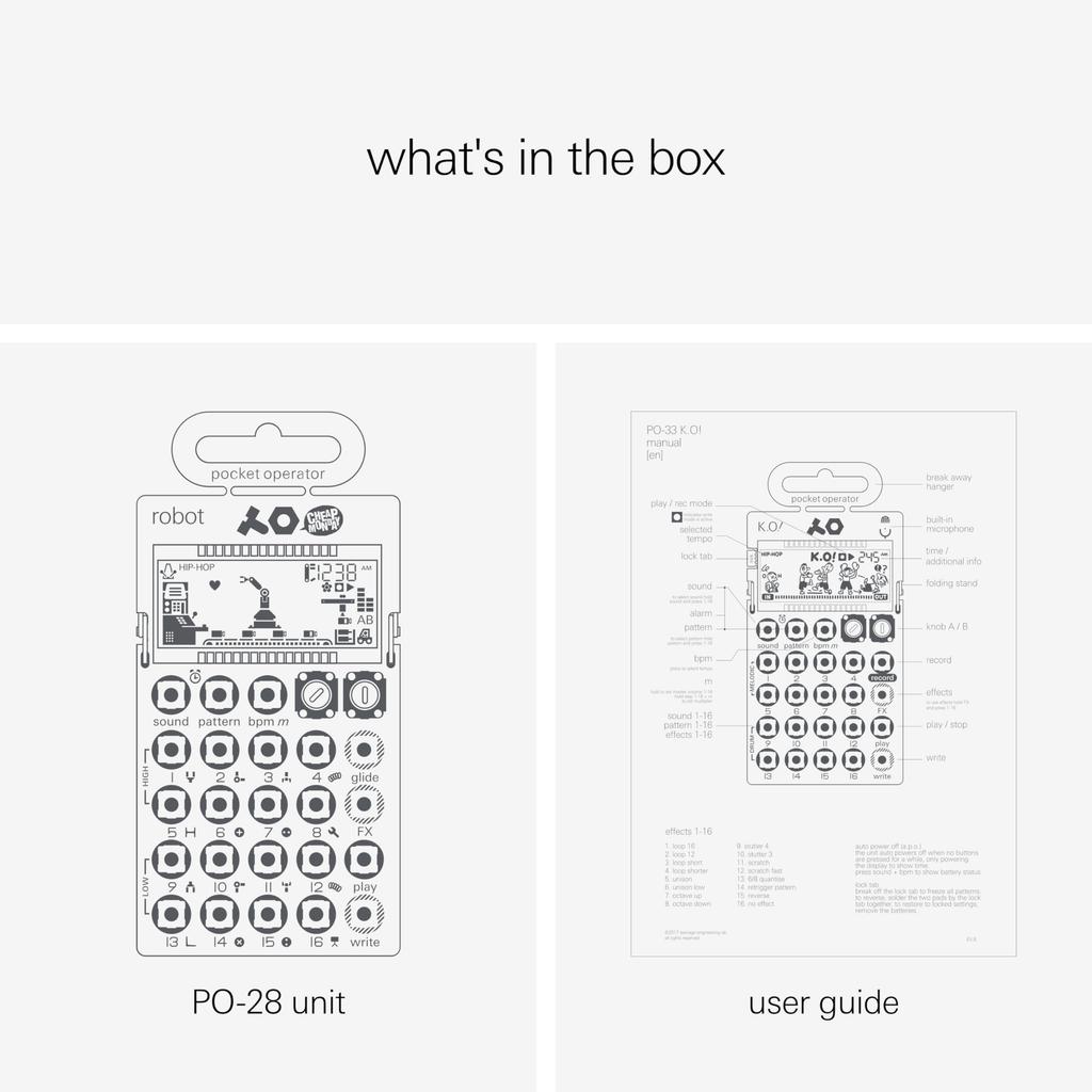 Подростковый инженерный карманный оператор 8-битный робот-синтезатор импортный PO-28 [Обычный продукт]