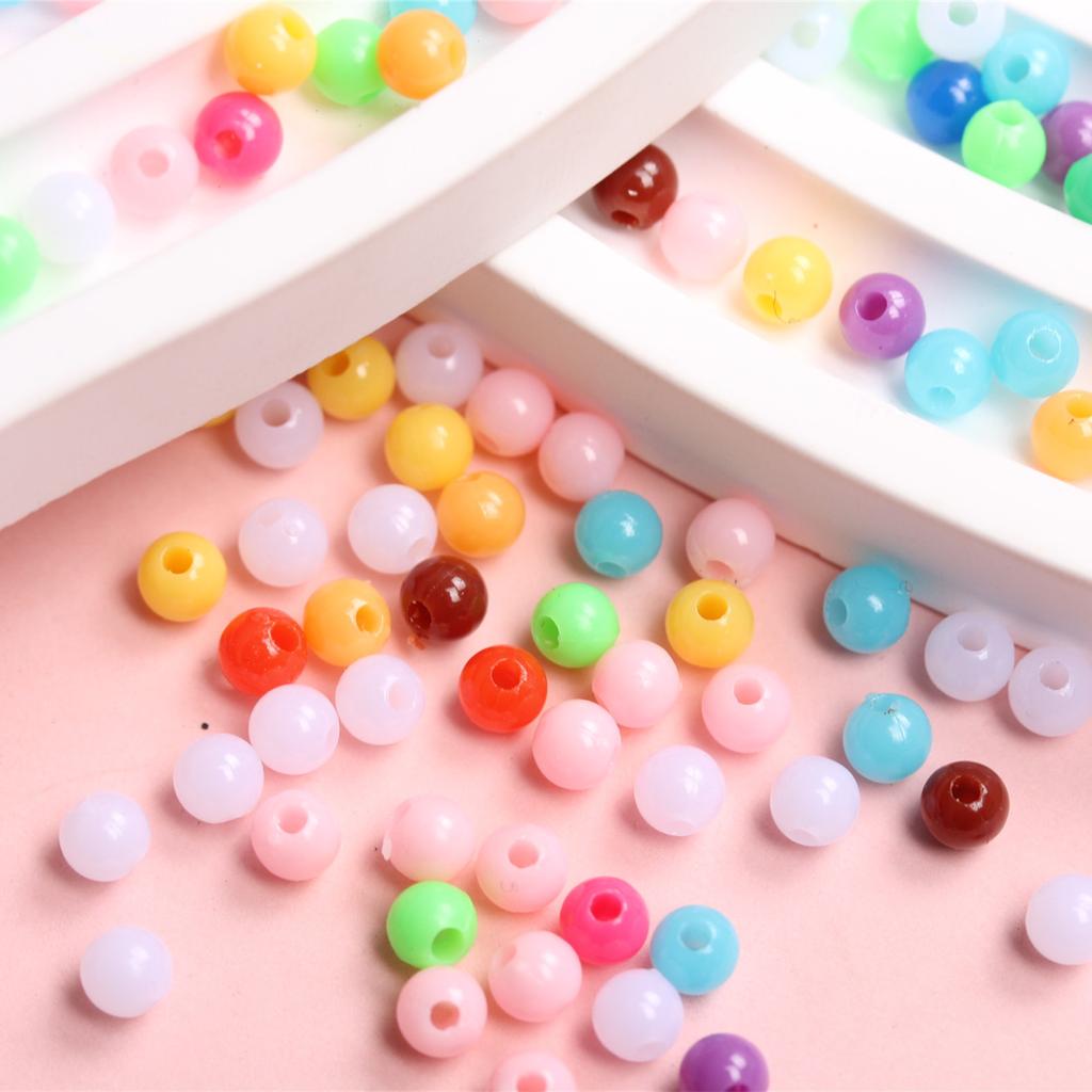 Home Party Supplies Solid Color Accessories Handmade Round Loose Beads DIY For Creative Jewelry Making 1500Pcs 4mm