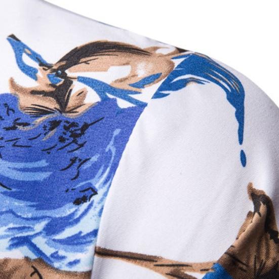 Men Spring Summer Shirt Turn-down Collar Single-breasted Slim Fit Long Sleeve Buttons Soft Breathable Vivid Flower Print Mid Length Men Top