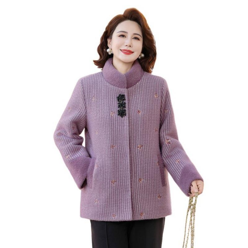 Зимнее новое пальто из норки для матери, благородное, шерстяное, средней длины, для пожилых, велюровое, утолщенное, кардиган, топ, короткое