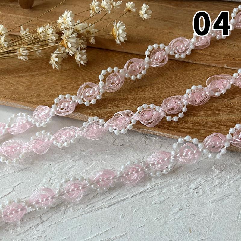 Lolita Lace Bead Ruffled Lace Fabric Pleated Edging Satin Ribbon Diy Baby Clothing Skirt Curtain Furniture Decoration Lace Trim
