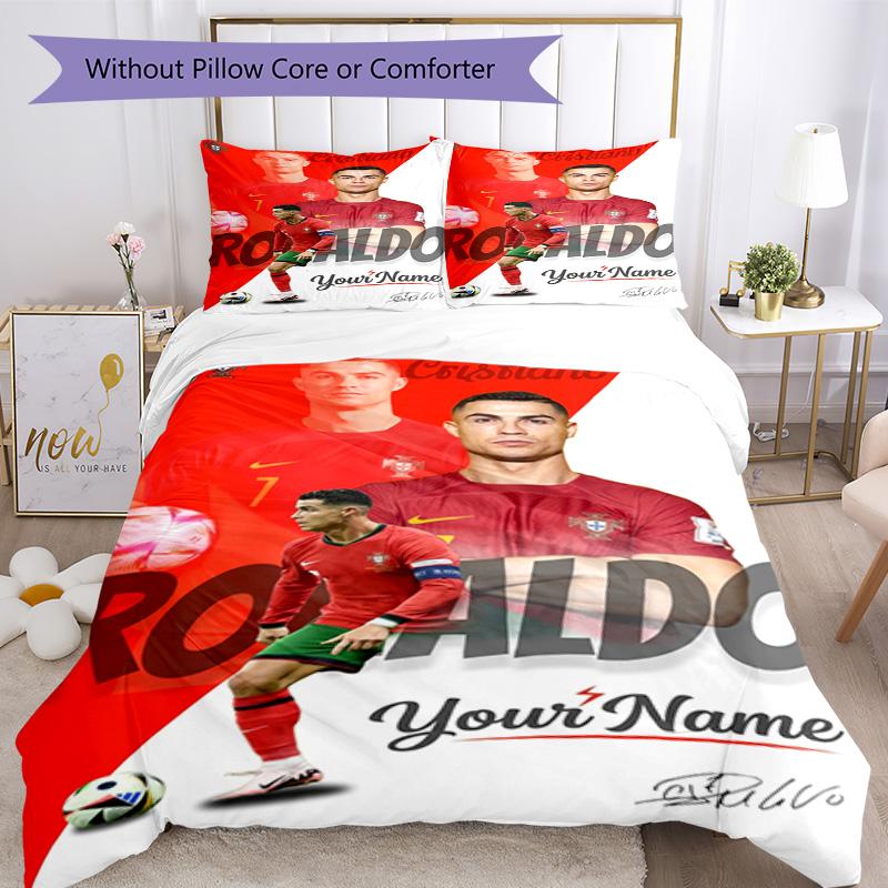 Cristiano Ronaldo Personalized Text Bed CoverBed Suitable for Study room Soft Bedding Bedroom Decor Christmas, WeddingPerfect