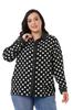 Women's Style Plus Size Shirt Big Size Shirt Collar Polka Dot Cuffed Black Shirt