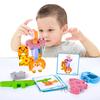 Wooden Animal Stacking Blocks Toy Shape Matching Puzzles Game Balance Fine Motor Training Montessori Educational Toddler Toys
