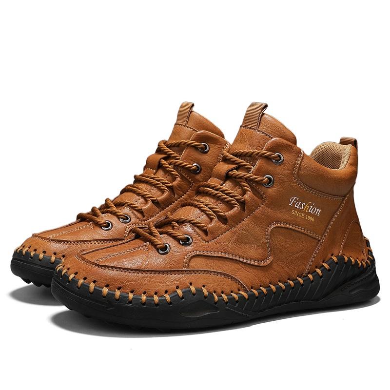 38-47 Большие размеры Мужская обувь Ручная прошивка Кожаные мужские ботинки Спилок Повседневная кожаная обувь Мужские ботильоны