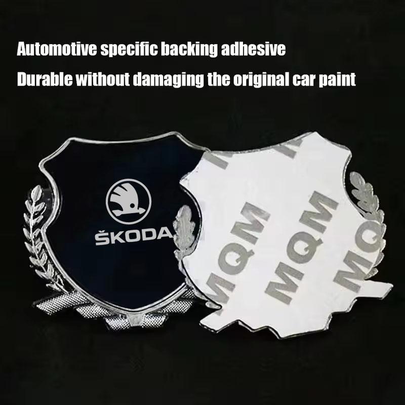 JKFB8 Zinc Alloy Car Logo Side Fender Emblem Body Window Badge for Skoda Superb Fabia Octavia Laura Rapid Yeti Karoq Kodiaq Scala