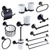 Brushed Black Bathroom Hardware Brass Ceramic Soap Cup Holder Toilet Brush Paper Rack Towel Bar Hang Shelf Bath Accessories Set