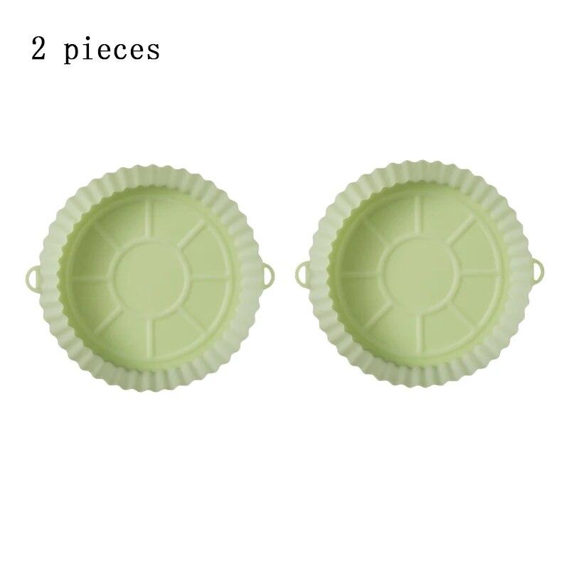 2 PCs Reusable Air Fryer Silicone Tray For Easy Cleaning Suitable For Round Pizza Grill Pan Mats Air Fryer Baking Accessories