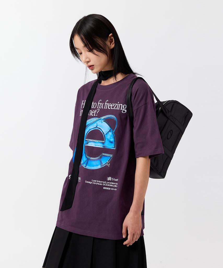 ODDSTUDIO Explorer Graphic Oversized T-Shirt - Dark Purple