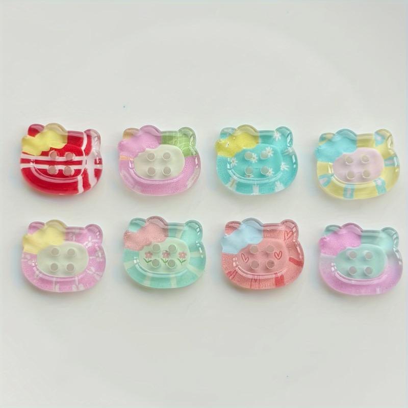Jelly Printed Cat Buckles DIY Sewing Kit Clothing Craftsmanship Decorative Cute Resin Buttons