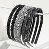 3Pcs Crystal Rhinestone Headbands for Women Girls Sparkly Beaded Hair Hoops Clear Black Weave Narrow Hair Bands Hair Accessories