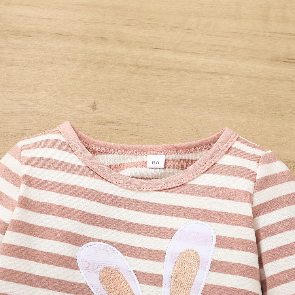 Осеннее полосатое платье для девочек Детская одежда Повседневная юбка с рисунком кролика Короткая юбка Милая юбка А-силуэта для девочки