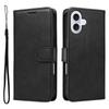 For iPhone 17 Leather Wallet Case with Strap Solid Color Phone Stand Cover
