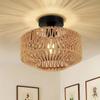 Ceiling Lights Rattan Chandelier Light Fixture Hand Woven Fixture Flush Mount For Hallway Bedroom Kitchen Entrance Living Room