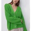 Women V Neck Short Sweater Cardigan Autumn Winter Temperament Bat Sleeve Button Solid Knit Tops