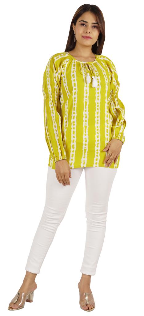 Moomaya Женская рубашка-туника из хлопка с длинными рукавами и принтом в этническом индийском стиле