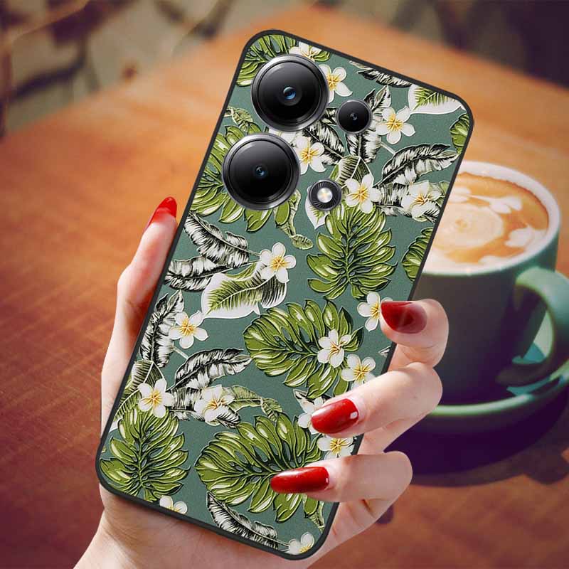 For Redmi Note 13 Pro 4G Case Flower 3D Relief Silicon Soft Phone Back Cover for Xiaomi Redmi Note13 Pro 4G Protection Shell TPU