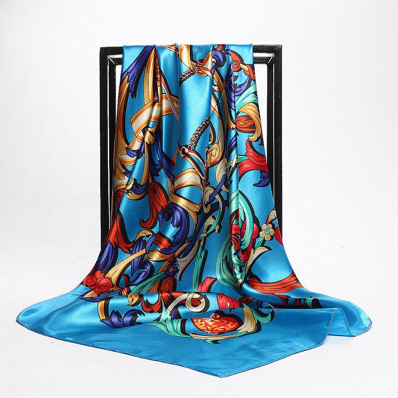 [BYSIFA] China Style Blue White Silk Scarf Cape  New Design Ladies Muslim Head Scarf Printed Fashion Accessories Satin Scarf