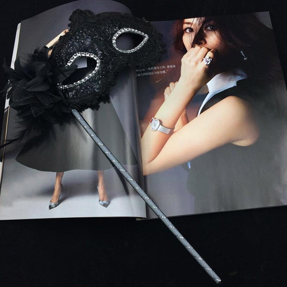 With Holding Stick Handheld Masquerade Masks Translucent Half Face Mask for Women