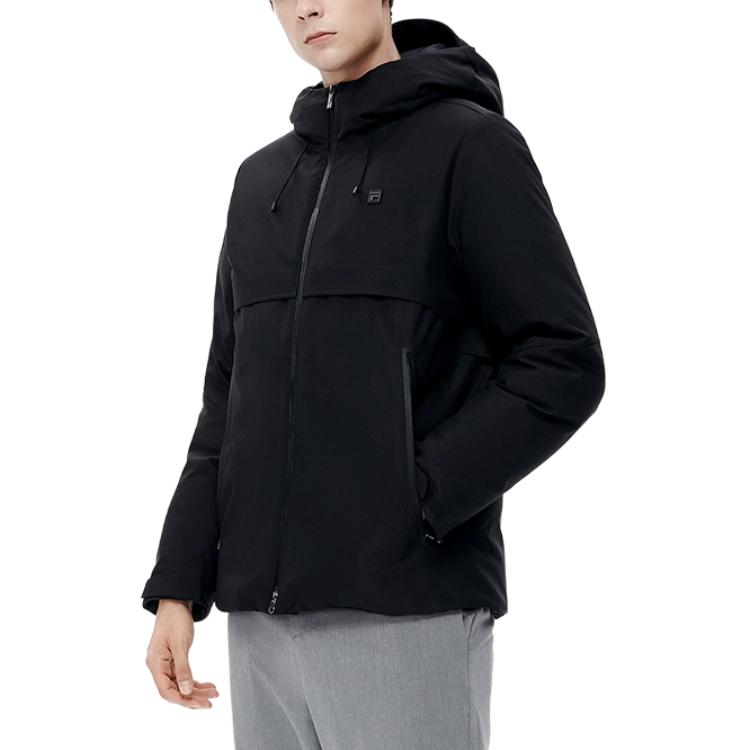 Fila Однотонная спортивная толстая теплая пуховая куртка с капюшоном для мужчин, верхняя одежда, черная F11M147908FBK