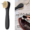 Shoes Scrubbing Brush with Soft & Fine Mane Bristle Long Wooden Handle Rounded Head Cleaning Brush for Leather Shoes Sneakers Insole Socks Laundry