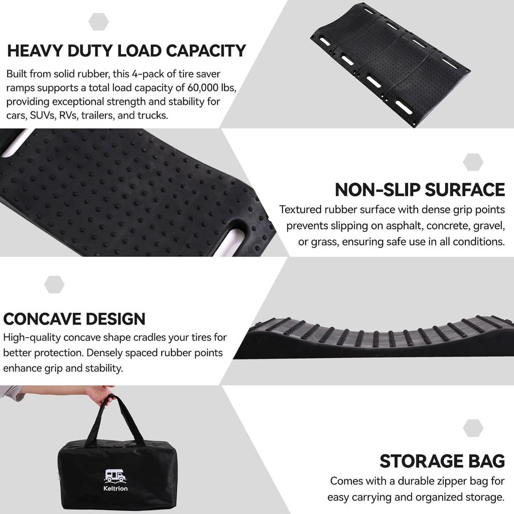 Пандусы для защиты шин, комплект из 4 штук, 60000 фунтов, сверхпрочная нескользящая резина, легко переносить