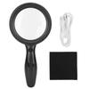5X 10X Handheld Magnifying Glass Brightness Adjustable LED Magnifier for Reading RepairBlack