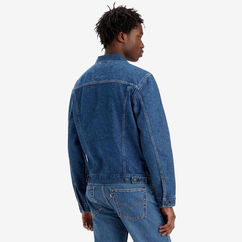 Джинсовая куртка Levis однотонная, удобная, с длинным рукавом, мужская, синяя 72334-0408