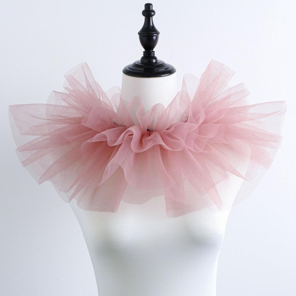 Идеальное Сочетание Женский Тюлевый Многослойный Сетчатый Жабо-Воротник Клоуна с Воланами Шнуровка Лентой Шея Воротник-Шарф