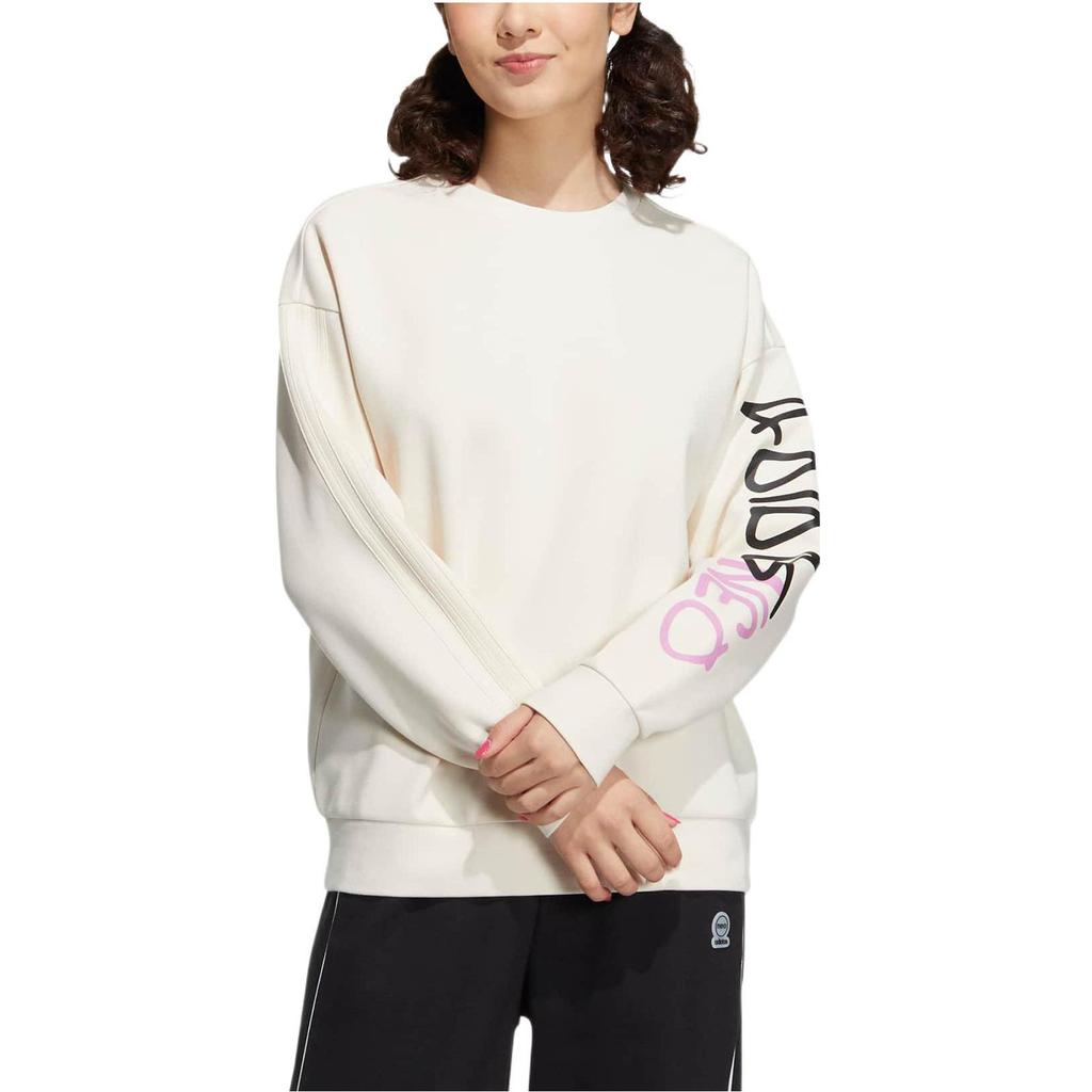 Adidas Толстовка с круглым вырезом и логотипом Neo Alphabet, женские топы белого цвета HY9645